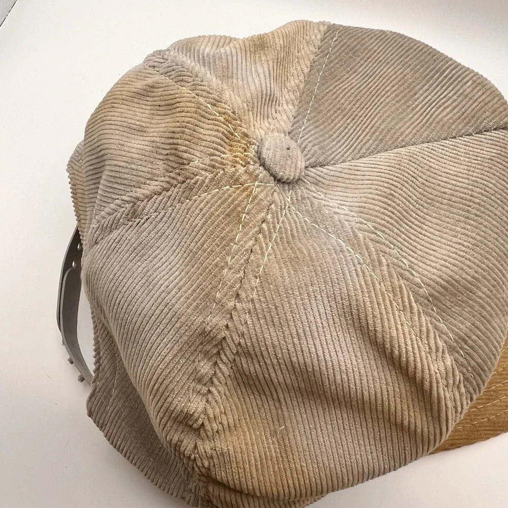 Vintage Elanco Sonalan Corduroy Trucker Hat Cap Snapback Gray Mesh‎ Made USA